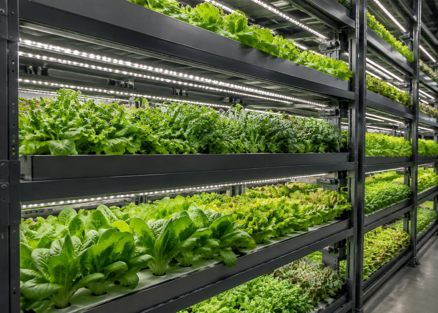 Uniform LED lighting across stacked indoor growing racks